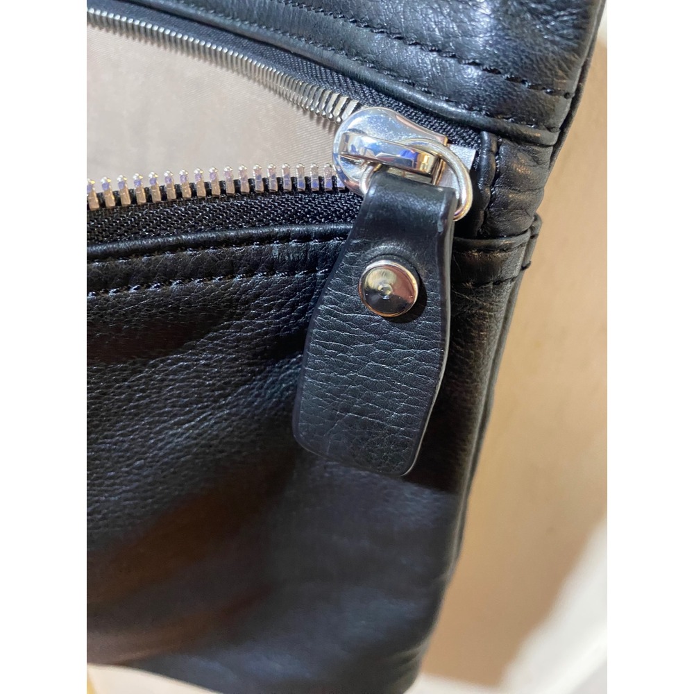 Margot Black Pebbled Leather Crossbody Bag Zip Top Messenger Travel Purse - Picture 10 of 12
